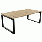 BUREAU DT L200XP100CM PIED NOIR/CHÊNE NEBRASKA - BURONOMIC