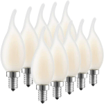 INEASICER - AMPOULE LED E14 À FILAMENT DIMMABLE, LOT DE 10 AMPOULES FLAMME, E14 4 WATTS CONSOMMÉS EQUIVALENCE INCANDESCENCE 30W, 2700K BLANC CHAUD,