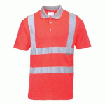 LOT DE 2 - PORTWEST S477 POLO HI-VIS MANCHES COURTES ROUGE - TAILLE XXL
