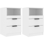 TABLES DE CHEVET 2 PCS BLANC BRILLANT BOIS D'INGÉNIERIE