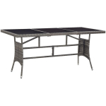 TABLE DE JARDIN GRIS 170X80X74 CM RÉSINE TRESSÉE