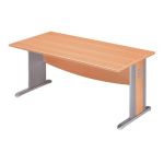 BUREAU DROIT AXIOME - L. 160 X P. 80 CM - PLATEAU HÊTRE - PIEDS L ALUMINIUM