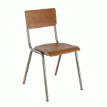 CHAISE INTÉRIEURE - MÉTAL - BOIS BRUN VINTAGE - COLLEGE