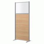 CLOISON B-ZEN SEMI VITRÉE BOIS H 180 X P 81 CM - HÊTRE PIED FIXE ALUMINIUM