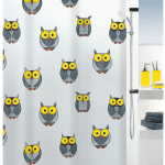 RIDEAU DE DOUCHE PEVA OWL 180X200CM MOTIF HIBOUX SPIRELLA GRIS