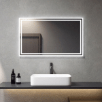 MIROIR DE SALLE DE BAIN LUMINEUX 100X60CM MIROIR LED ÉCLAIRAGE INTERRUPTEUR MÉCANIQUE - AVEC ANTI-BUÉE - BLANC FROIDE/BLANC CHAUD - MEYKOERS