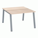 PÔLE DE 2 BUREAUX ECLA CHÊNE CLAIR L 120 X P 60 CM PIÈTEMENT MÉTAL FINITION ALUMINIUM