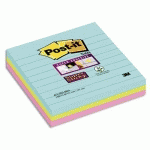 POST-IT SUPER STICKY COLLECTION MIAMI - LIGNES - 101 X 101 MM - LOT DE 3 BLOCS DE 70 FEUILLES