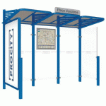 ABRI BUS CONVIVIALE 3 M VITRINE GAUC BARDAGE DROIT BLEU 5010 - PROCITY