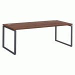 BUREAU DROIT L 200 X P 90 CM PLATEAU NOYER PIÈTEMENT ACIER ANTHRACITE SHINY