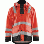 VESTE DE PLUIE NIVEAU 2 ROUGE FLUORESCENT/NOIR TAILLE M - MANUTAN COLLECTIVITÉS
