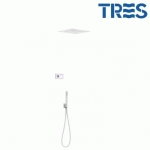 KIT DE DOUCHE THERMOSTATIQUE ÉLECTRONIQUE ET ENCASTRÉ SHOWER TECHNOLOGY BLANC MAT - TRES 09286552BM