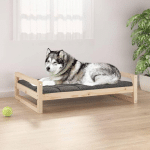 LITZEE - LIT POUR CHIEN 105,5X75,5X28 CM BOIS DE PIN SOLIDE