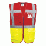 LOT DE 3 - PORTWEST C276 GILET EXECUTIVE PARIS HI-VIS BICOLORE JAUNE/ROUGE - TAILLE XXXL