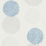 PAPIER PEINT INTISSÉ IDÉAL CHAMBRE ADULTE & SALLE DE BAIN | PAPIER PEINT FLEURI MODERNE | TAPISSERIE BLEUE & GRISE MOTIF FLEUR GÉOMÉTRIQUE - 10,05 X