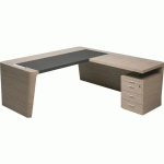 BUREAU X10 230X220X76 ORME GRIS INSERT CUIR ANTHRACITE - QUADRIFOGLIO