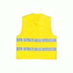 GILET HAUTE VISIBILITÉ BANDES PARALLÈLES RÉGLABLE JAUNE FLUO/ARGENT TU - VET3025GT