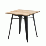 TABLE À MANGER EMPILABLE 70X70X74CM TOLIX NOIRE/TOP BOIS