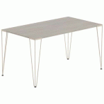 TABLE RÉUNION LORI 140 X 80 CM PLATEAU CHÊNE GRIS PIED TAUPE - MBA