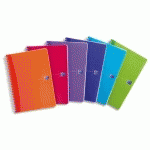 CAHIER OXFORD MY COLOURS - RELIURE SPIRALES - A4 - 180 PAGES - PETITS CARREAUX - COUVERTURES POLYPRO ASSORTIES - LOT DE 5