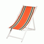 LOT DE 2 CHILIENNES XL PLIANTES - 100 % COTON - BOIS BLANC HÊTRE - MAULEON ORANGE AVRIL PARIS