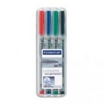 STAEDTLER POCHETTE DE 4 FEUTRES RÉTROPROJECTION POINTE MOYENNE ENCRE SOLUBLE COLORIS ASSORTIS LUMOCOLOR
