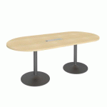 TABLE DE RÉUNION OVALE L 210 CM HÊTRE PIÈTEMENT COLONNE ANTHRACITE EXCELLENS