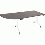 TABLE ABATTANTE AVEL 200X80 ANGLE À G CHÊNE GRIS/PIED BLANC - SIMMOB