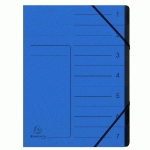 TRIEUR AGRAFÉ AVEC ÉLASTIQUES INTÉRIEUR NOIR 7 COMPARTIMENTS - A4 - BLEU - LOT DE 10