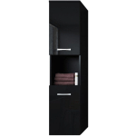 ARMOIRE DE RANGEMENT DE MONTREAL - BADPLAATS - 131 CM NOIR BRILLANT - MAT ZWART MET HOOGGLANS ZWARTE FRONTS