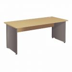 BUREAU DROIT ACTIVITY - L. 180 X P. 80 CM - PLATEAU POIRIER - PIEDS PLEINS 'ANTHRACITE'