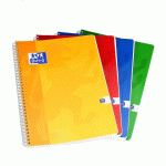 LOT DE 5 - CAHIER OXFORD COLOR LIFE A4 PETITS CARREAUX 5MM 180 PAGES RELIURE SPIRALE COUVERTURE CARTE COLORIS ASSORTIS