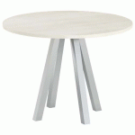 TABLE RÉUNION EVAN Ø 100 CM PIED ALU PLATEAU STRAT ACACIA - MBA
