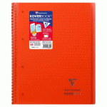 LOT DE 5 - CAHIER RELIURE INTÉGRALE ENVELOPPANTE KOVERBOOK A4+ 160 PAGES LIGNÉ + MARGE DÉTACHABLES PERFORÉ 4 TROUS COUVERTURE POLYPROPYLÈNE TRANSPARENT - ROUGE