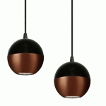 HELAM SUSPENSION MIDNIGHT EN NOIR/CUIVRÉ X4 ALLONGÉE