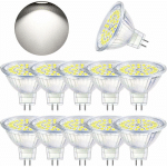 AMPOULE LED GU5.3 BLANC FROID 6000K, MR16 LED 12V 5W EQUIVALENT À 50W HALOGÈNE, AMPOULES LED SPOT NON DIMMABLE, LOT DE 10