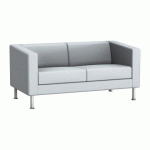 CANAPÉ 2 PLACES ODEL - TISSU GRIS CLAIR, PIEDS ALU