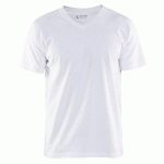 T-SHIRT COL V BLANC TAILLE XS - BLAKLADER