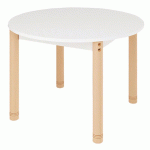 TABLE CLASSIK RONDE RÉGLABLE T3 À T4 - BLANC/HÊTRE - MANUTAN COLLECTIVITÉS