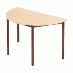 TABLE MODULAIRE DOMINO 1/2 ROND - L. 120 X P. 60 CM - PLATEAU ERABLE - PIEDS BRUNS