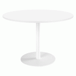 TABLE RONDE PLATEAU DIAMÈTRE 120 CM BLANC INTUITIV PIED COLONNE MÉTAL