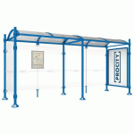 ABRI BUS PROVINCE 5 M VITRINE 1 BARDAGE LAT. INOX BLEU 5010 - PROCITY