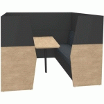 BOX SIMPLE 6 PLACES AVEC TABLE CHÊNE CLAIR/CARBONE - SIMMOB