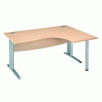 BUREAU COMPACT EXCELLENS L 160 CM HÊTRE RETOUR À DROITE PIÉTEMENT ''L'' MÉTAL BLANC