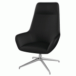 FAUTEUIL CITY DOS HAUT APP-TÊTE PIED ALU TISSU NOIR - QUADRIFOGLIO