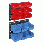 LOT DE 2 - JEU DE 15 BACS À BEC AVEC 2 SUPPORT MURAUX PROFIPLUS >C< 1+2/17, ROUGE/BLEU