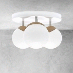EKO-LIGHT PLAFONNIER SFERA 3 LAMPES DIRECT ROND VERRE/BOIS