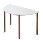 TABLE MODULAIRE DOMINO 1/2 ROND - L. 120 X P. 60 CM - PLATEAU GRIS - PIEDS BRUN
