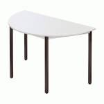 TABLE MODULAIRE DOMINO 1/2 ROND - L. 120 X P. 60 CM - PLATEAU GRIS - PIEDS NOIRS