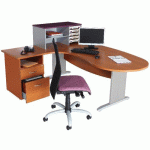BUREAU CONVIVIAL MERCURE 200CM P. PANNEAU RETOUR DROITE HÊTRE/BLC - SIMMOB